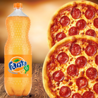 2 Pizzas Grandes + Fanta Laranja 2L